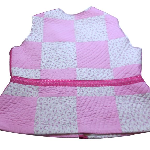Vintage Vest Quilted Patchwork Cotton button down pink floral size Large Petite - Picture 3 of 17